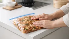 フリーザーバッグの空気がうまく抜けないときに試したい キッチンの角を使う簡単ワザ