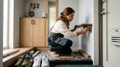 550円で玄関が片づく 100均だけで作る壁面棚DIY