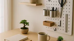 棚が置けないデスク横は壁で解決、有孔ボードで浮かせる収納の作り方