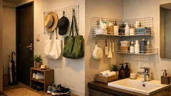 100均ワイヤーネット収納アイデア2選 玄関と洗面所がすっきり整う使い方