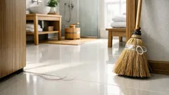 ほうきにテープを貼るだけで洗面所の髪の毛掃除がぐっとラクになる方法