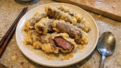 薄切り牛肉で手軽に一品。サクッと軽い牛肉の天ぷらレシピ